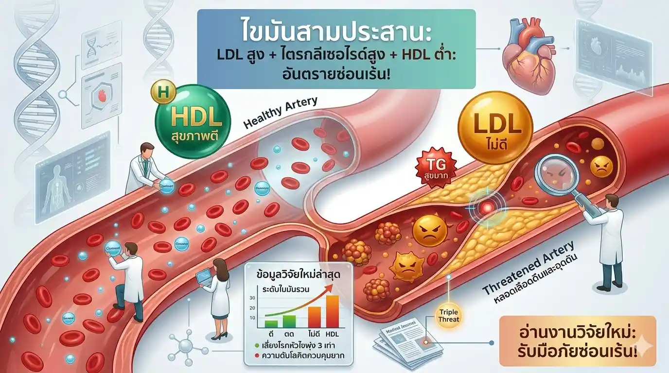 LDL สูง + TG สูง + HDL ต่ำ อันตรายกว่าที่คิด? update งานวิจัยใหม่